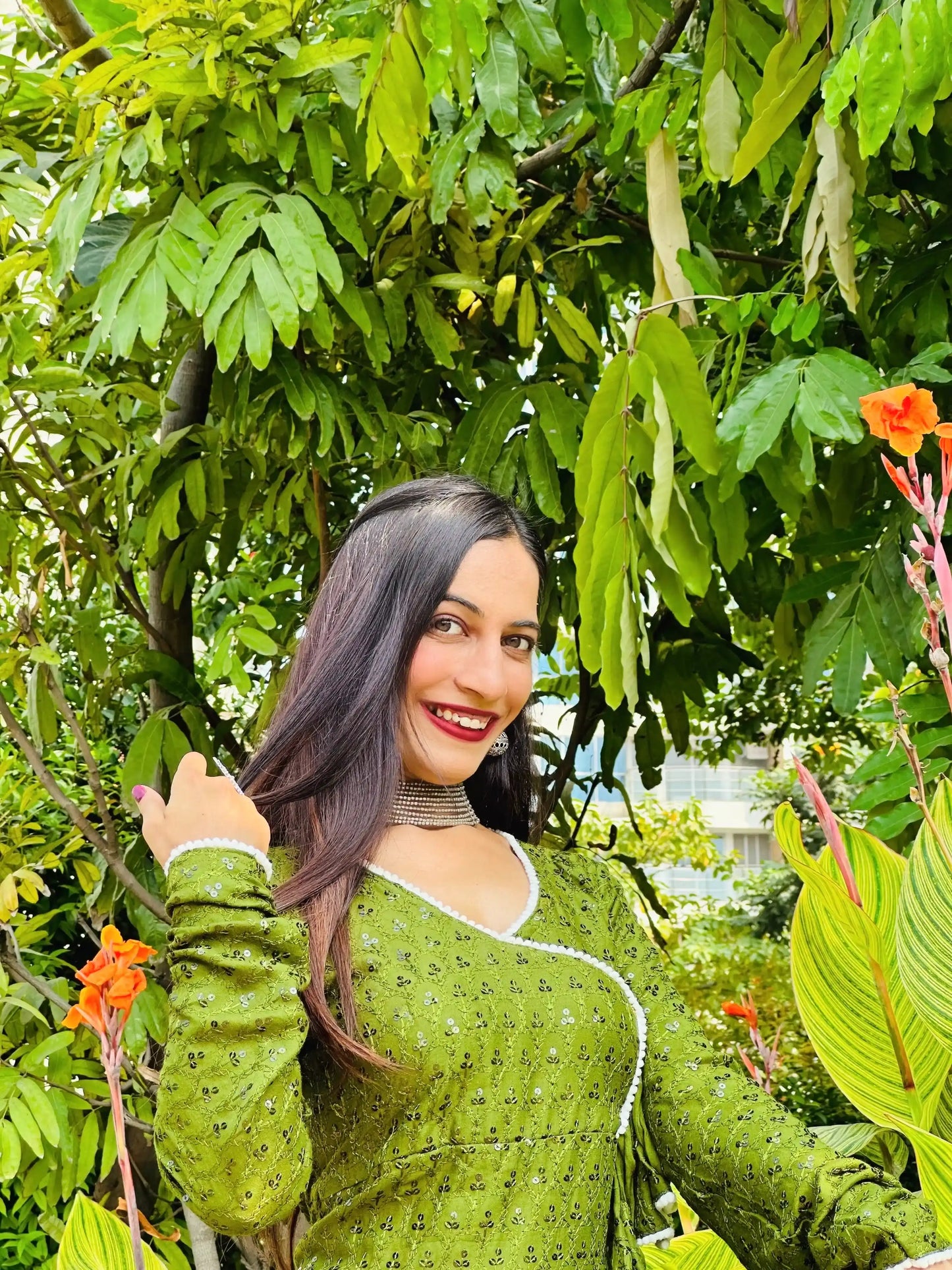 Verdant Green Angrakha Gulnaz Kurta