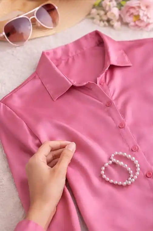 Blush Pink Satin Shirt