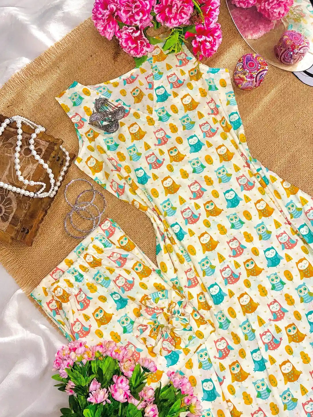 Meher Owly Print Ethnic Set
