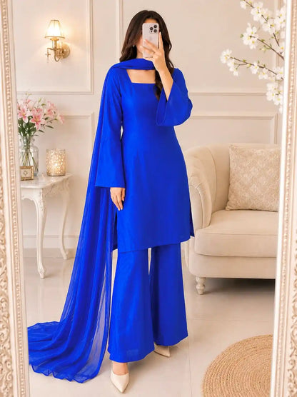 Royal Blue Solid Gulnaz Suit Set