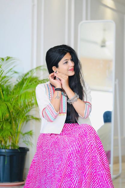 Pink  Lehriya Jaipuri Twirl Skirt