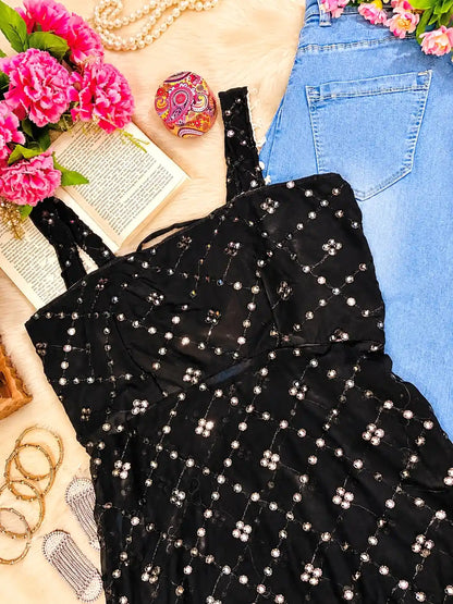 Upasna’s Black Embroidered Gulnaz Kurta