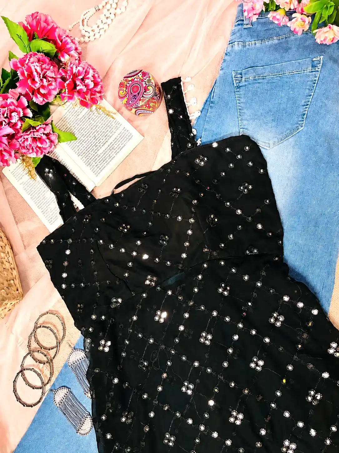 Upasna’s Black Embroidered Gulnaz Kurta