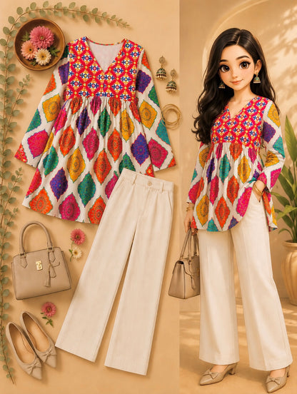Gulnaz Vibrant Ajrakh Inspired Printed Kurta