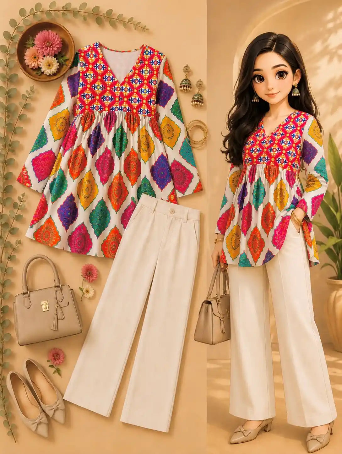 Gulnaz Vibrant Ajrakh Inspired Printed Kurta