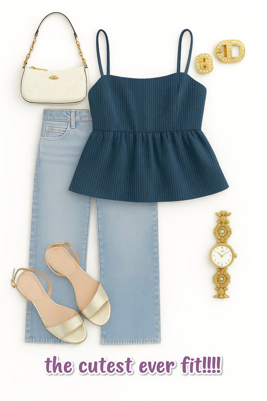 Midnight Stripes Peplum Top