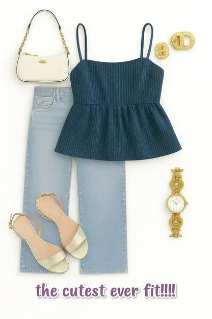 Midnight Stripes Peplum Top