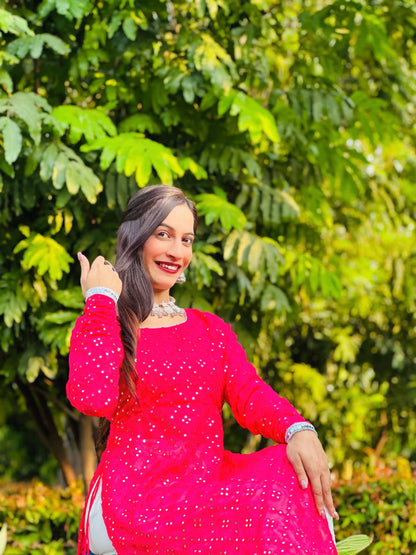 Fuchsia Pink Mirror Gulnaz Kurta