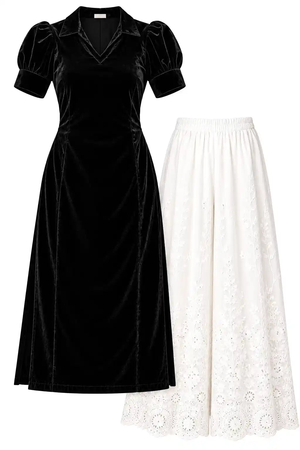 Royal Black Collar Velvet Gulnaz Kurta