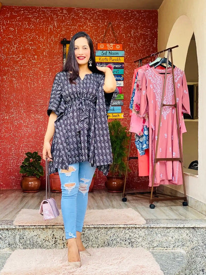 Midnight Ikkat Tunic Kaftan Top