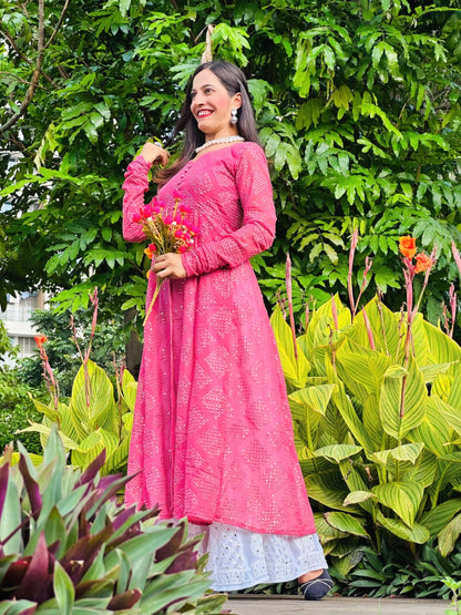 Apricot Peach Kali Styled Gulnaz Kurta