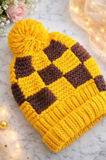 Handcrafted Mustard Knitted Wool Cap