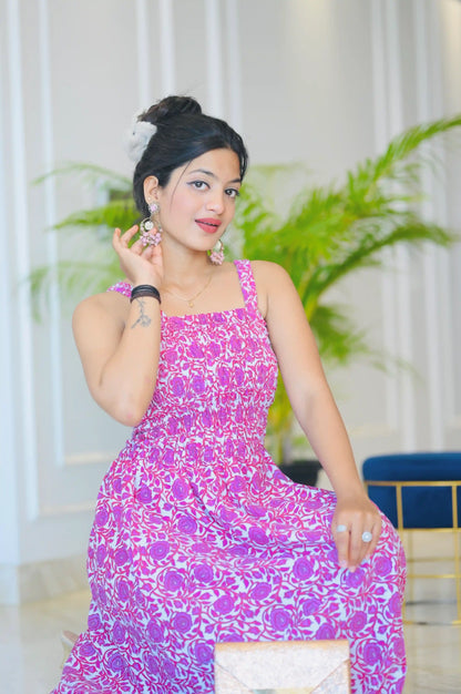 Jaipuri Pink Smoky Twirl Dress