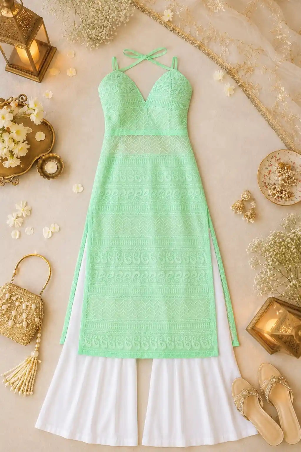 Azul Green Gulnaz Embroidered Kurta