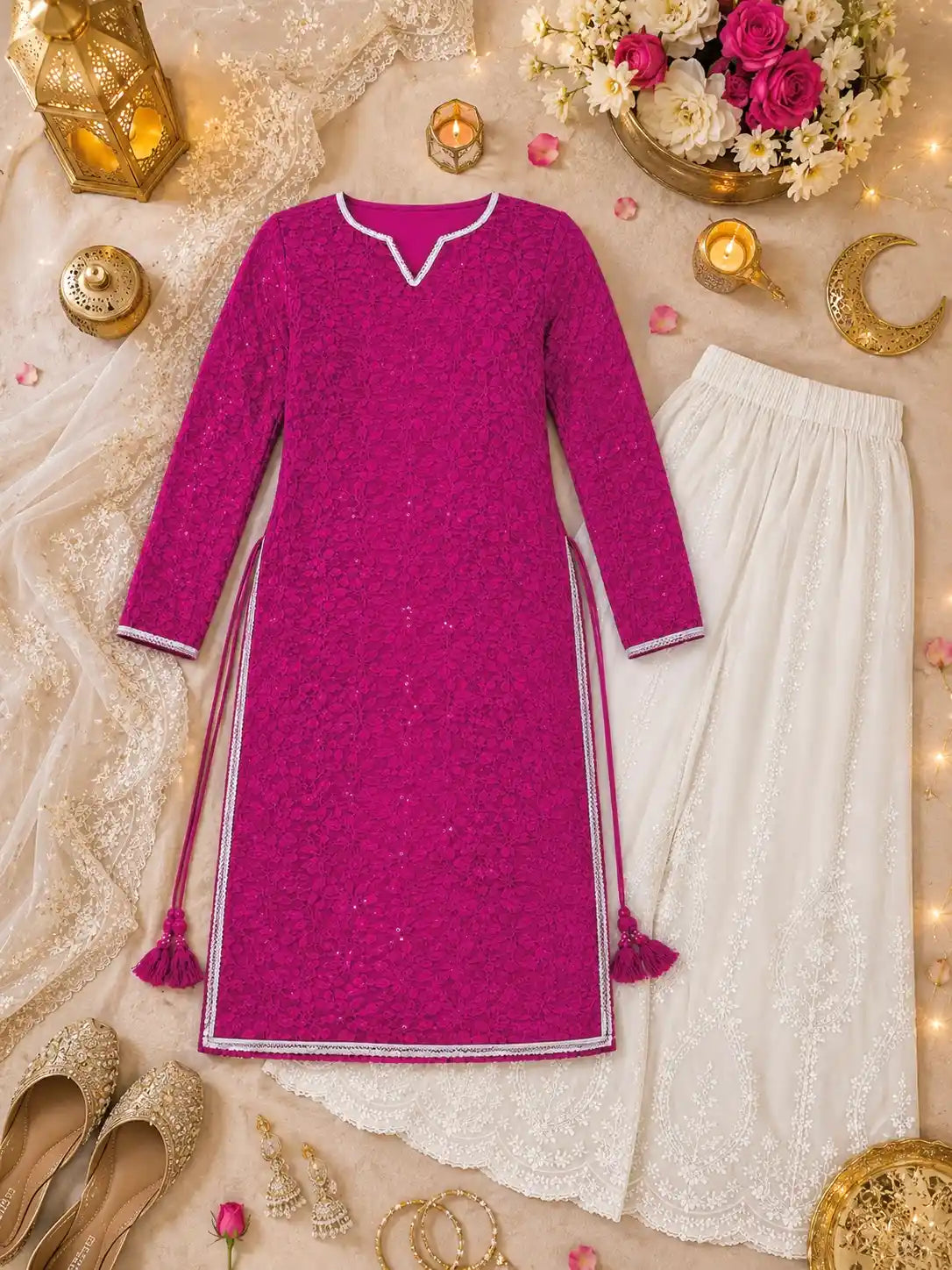 Bitter Wine Embroidered Gulnaz Kurta
