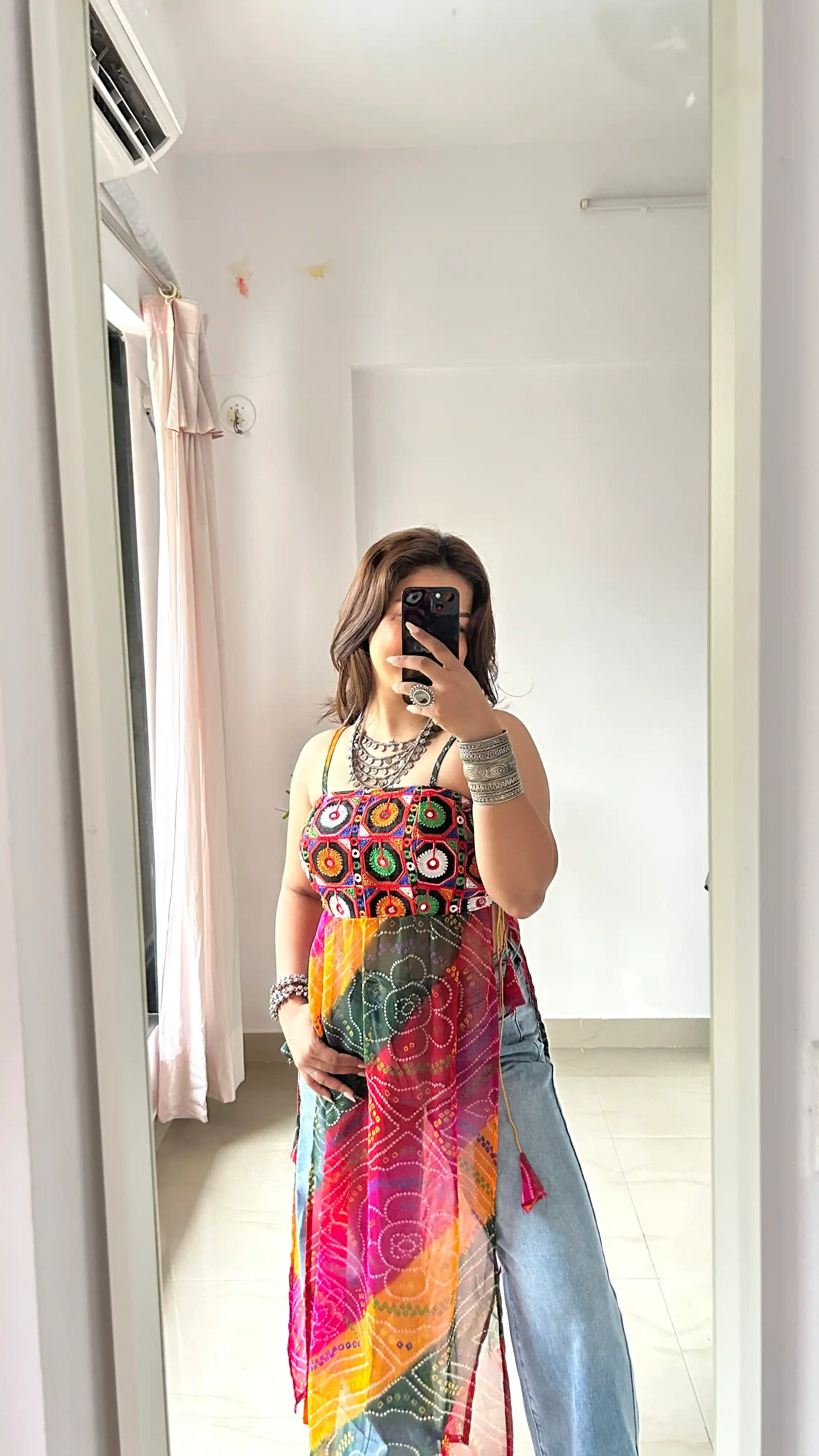 Ayesha’s Boho Bloom Bandhej Tie Kurti