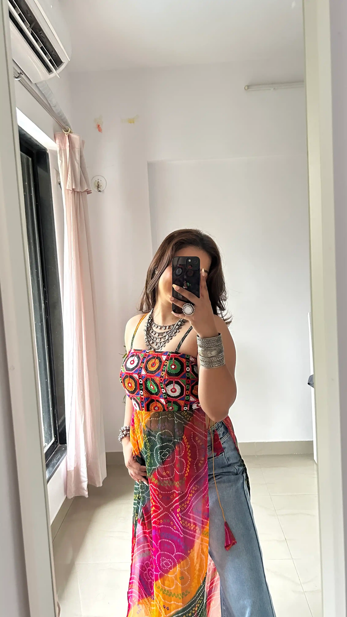 Ayesha’s Boho Bloom Bandhej Tie Kurti