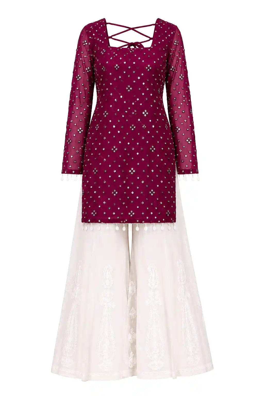 Vintage Wine Gulnaz Embroidered Kurta