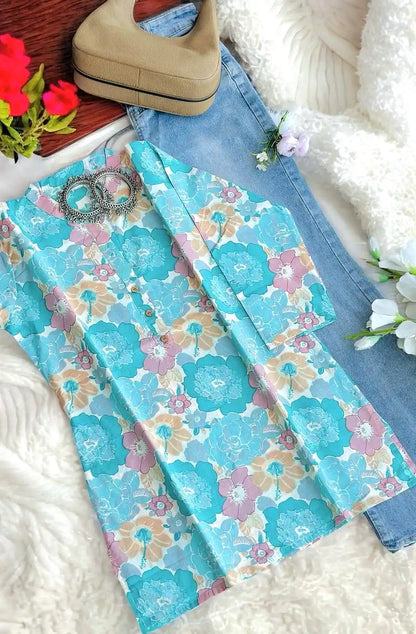 Classic Mul Floral Short Kurta