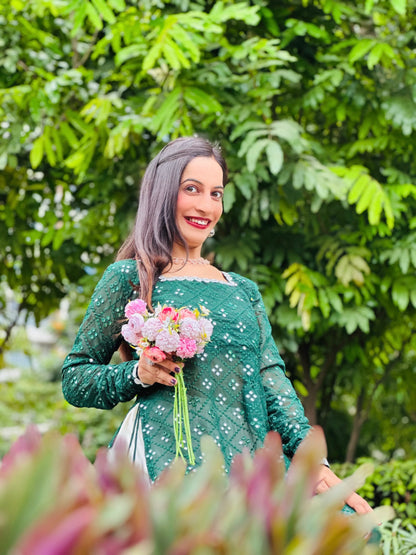 Lawn Green Mirror Gulnaz Kurta