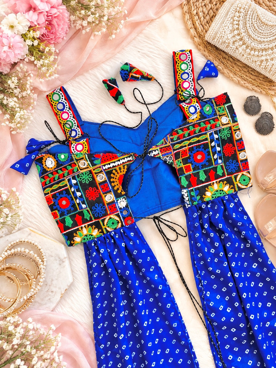Royal Blue Bandhej Gamti Gulnaz Kurta