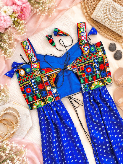 Royal Blue Bandhej Gamti Gulnaz Kurta