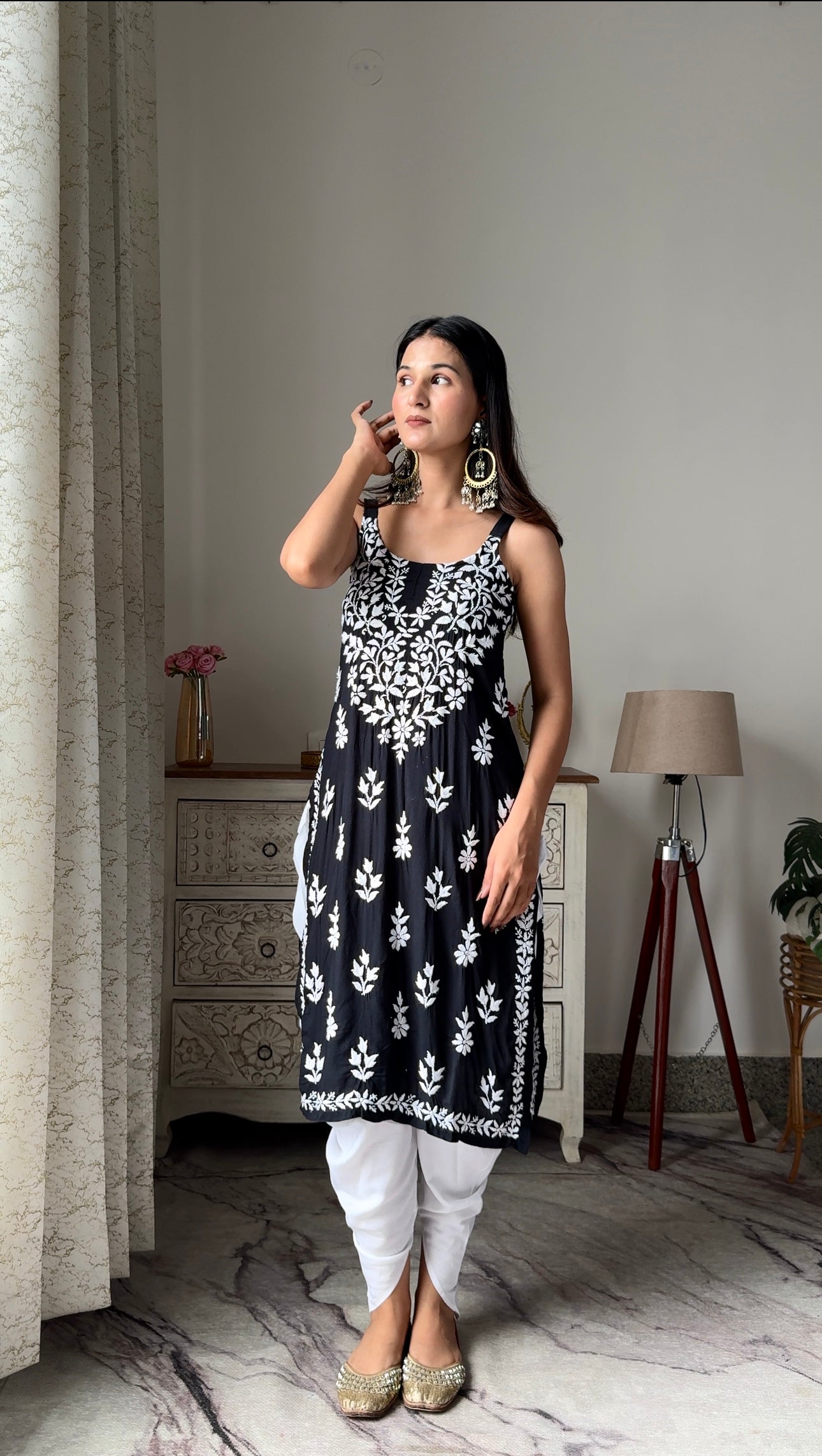 Swati's Black Aliya Noor Slit Kurta