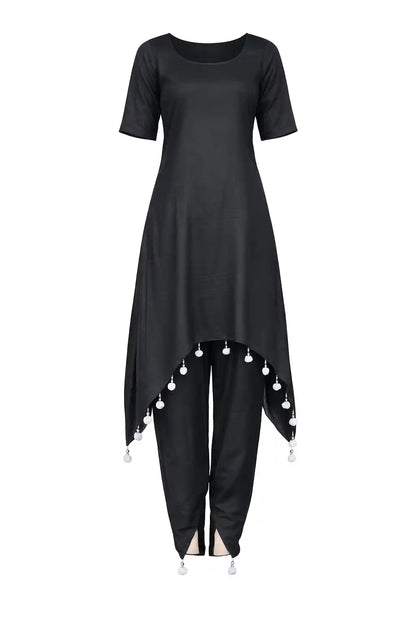 Moon Black Dhoti Coord Set