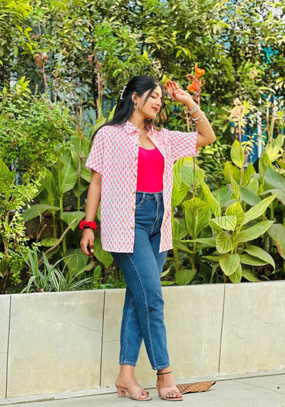 Pink Block Jaipuri Shirt