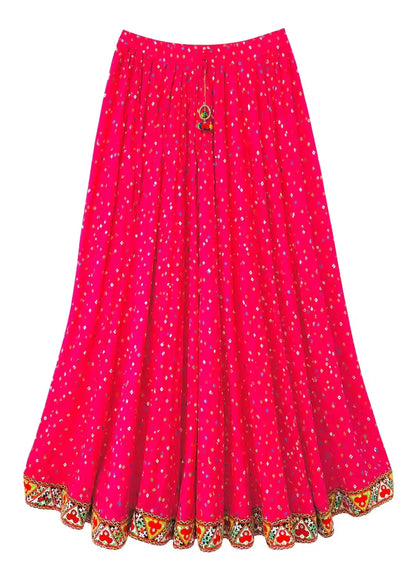 Pink Bandhej Jaipuri Twirl Skirt