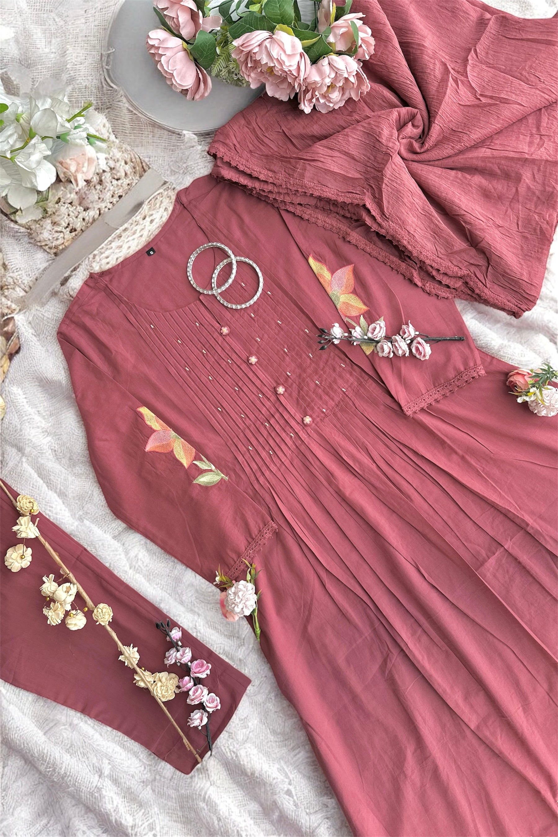 Rose Embroidered Meher Suit Set