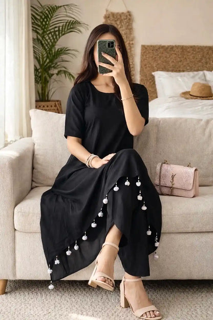 Moon Black Dhoti Coord Set