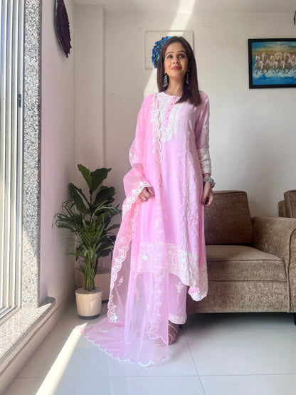 Soft Pink Meher Embroidered Suit Set