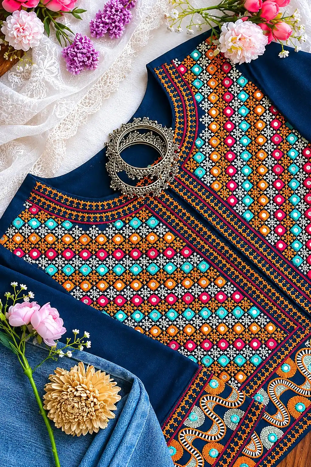 Rich Blue Embroidered Jacket