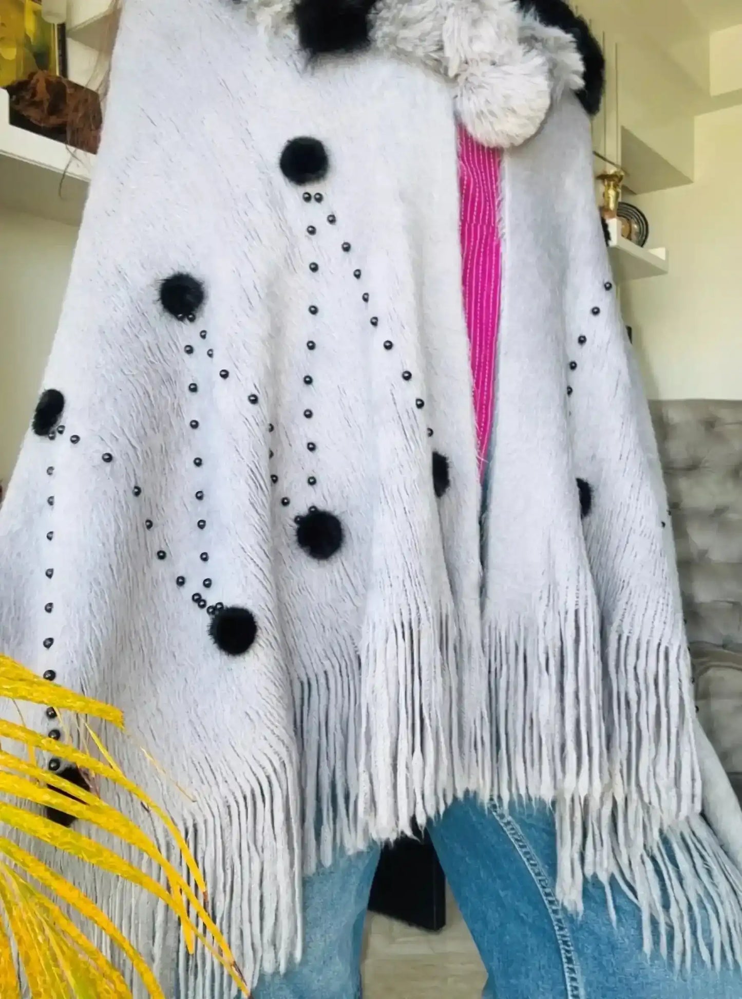 Soft Grey Fur Winter Cape