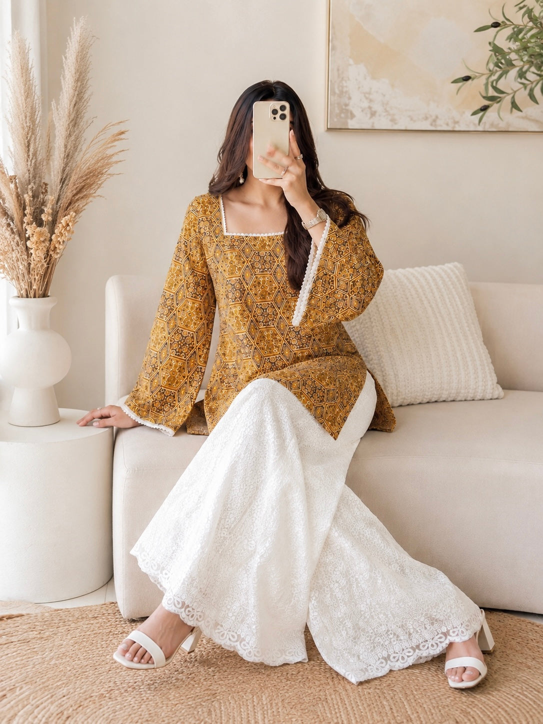 Gulnaz Brown Vintage Mosaic Kurti