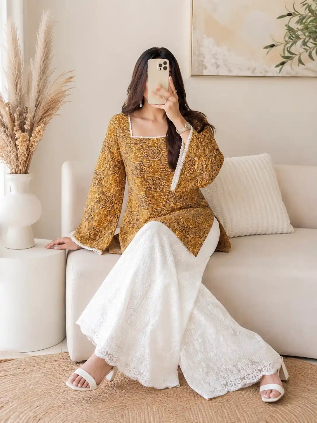 Gulnaz Brown Vintage Mosaic Kurti