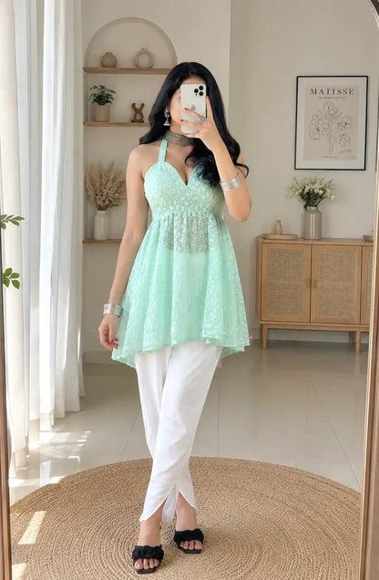 Blush Green Gulnaz Peplum Top