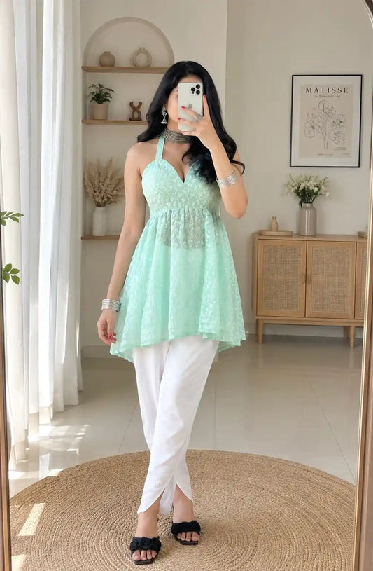 Blush Green Gulnaz Peplum Top