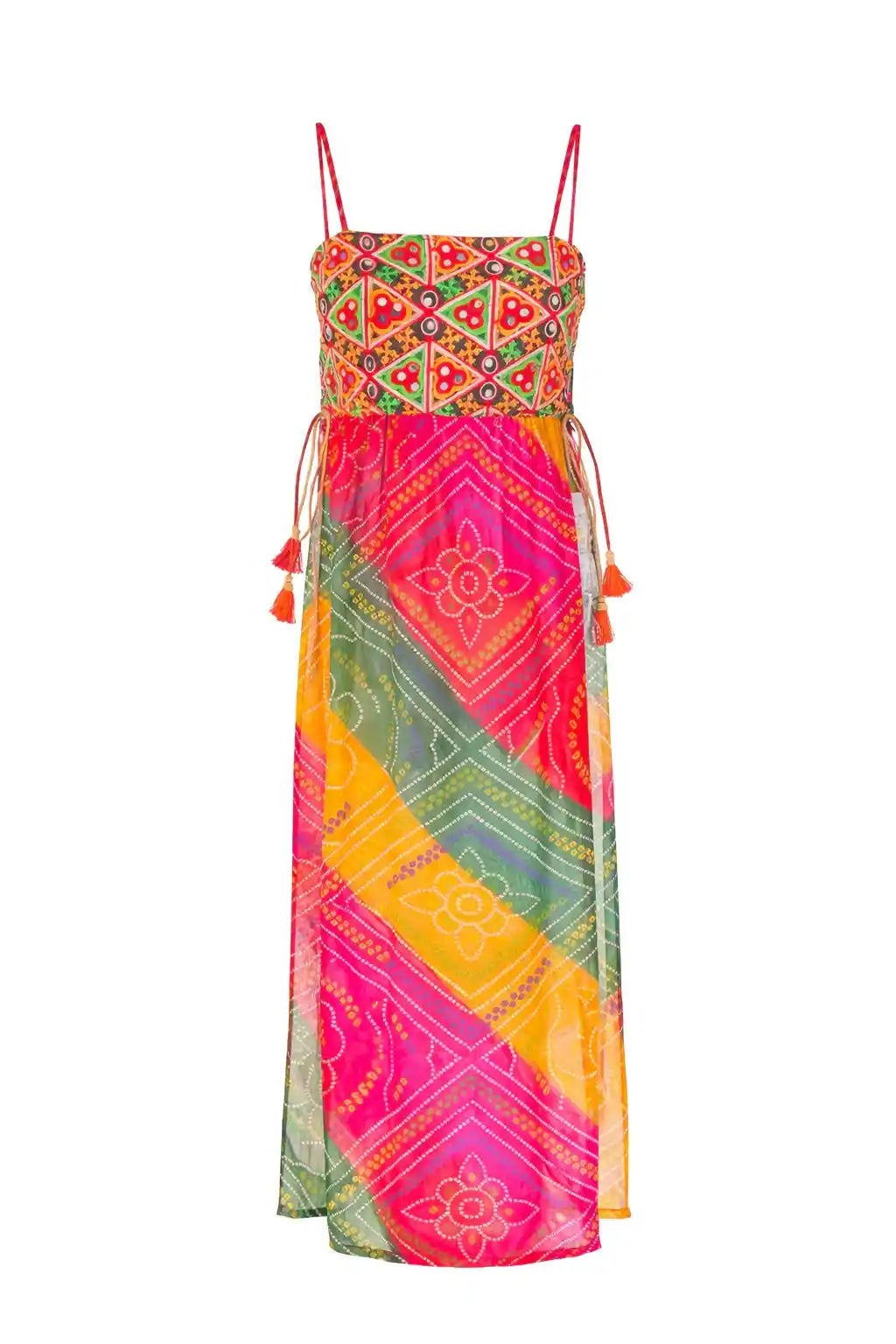 Boho Bloom Bandhej Tie Kurti