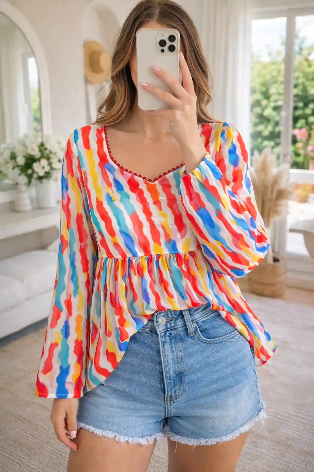 Rainbow Rush Peplum Top