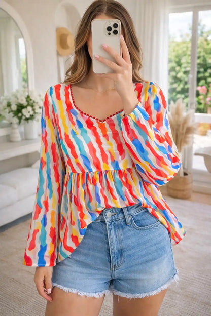Rainbow Rush Peplum Top
