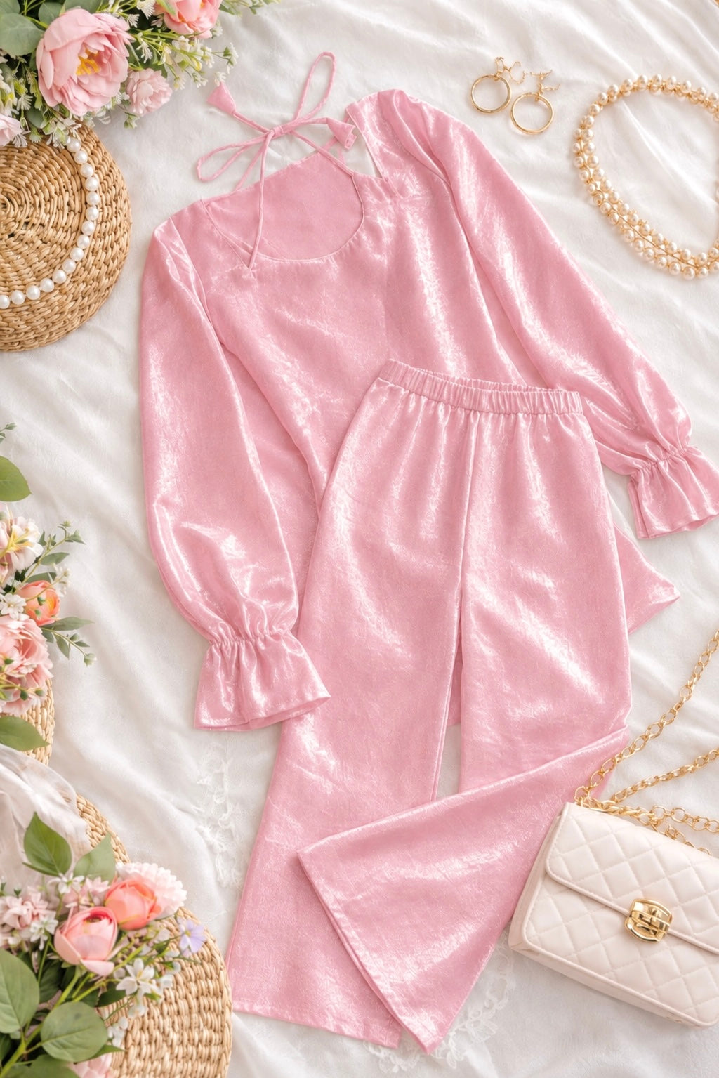 Pink Tie Back Gulnaz Set