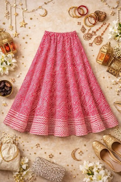 Magenta Lehriya Jaipuri Twirl Skirt