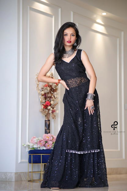 Sooty Black Embroidered Gulnaz Kurta