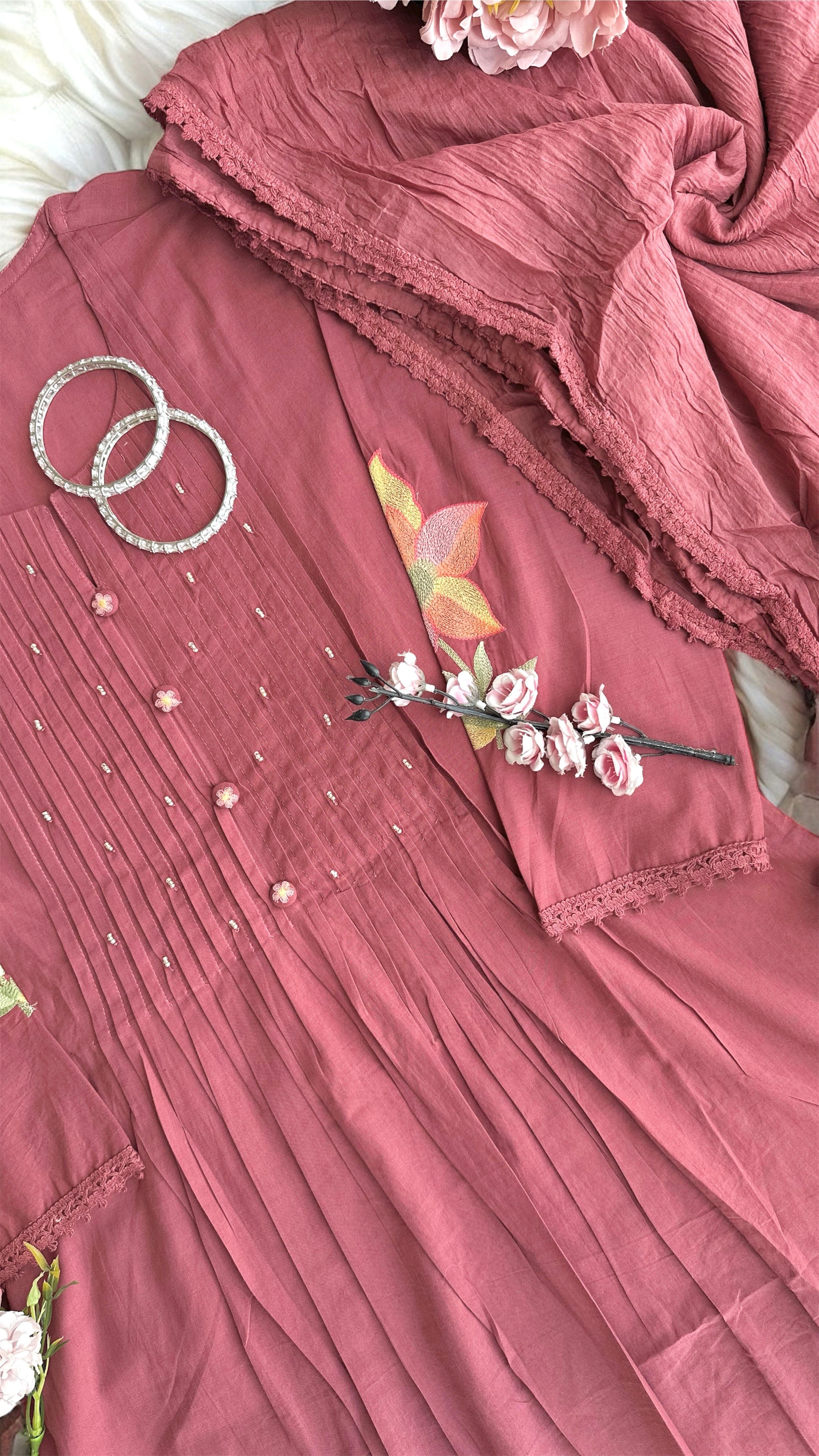 Rose Embroidered Meher Suit Set