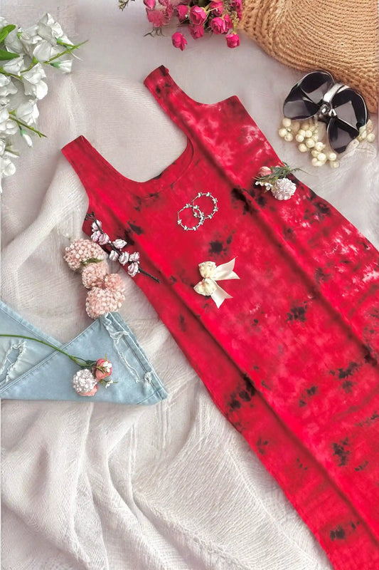 Red Tie Dye Kurta