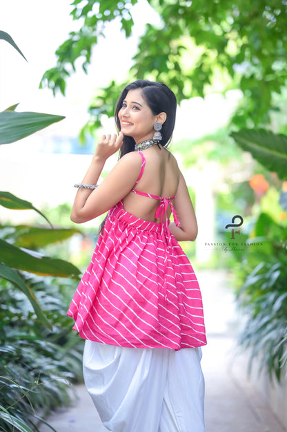 Blush Pink Lehriya Gulnaz Peplum