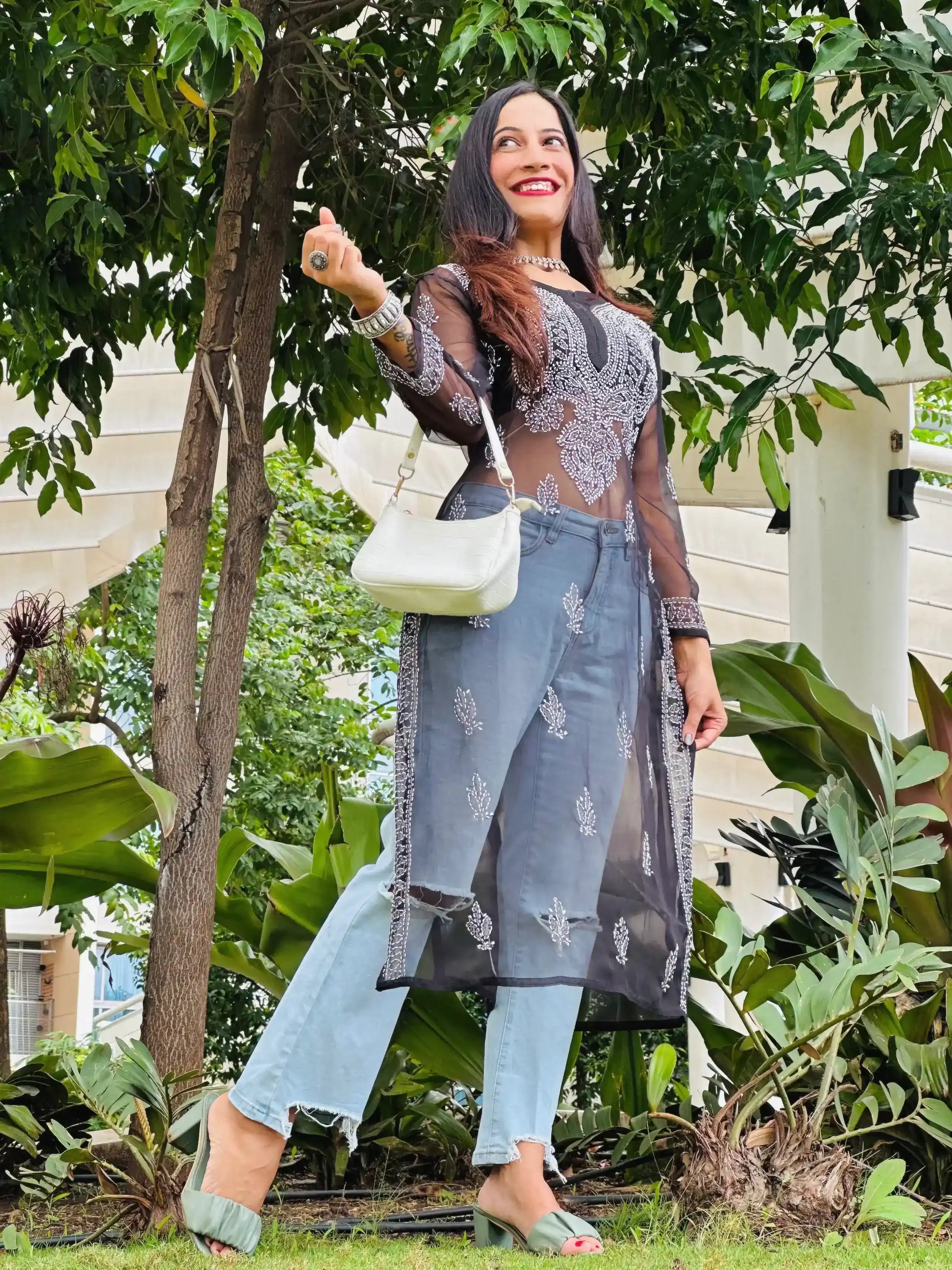 Classic Black Noor Chikan Kurta