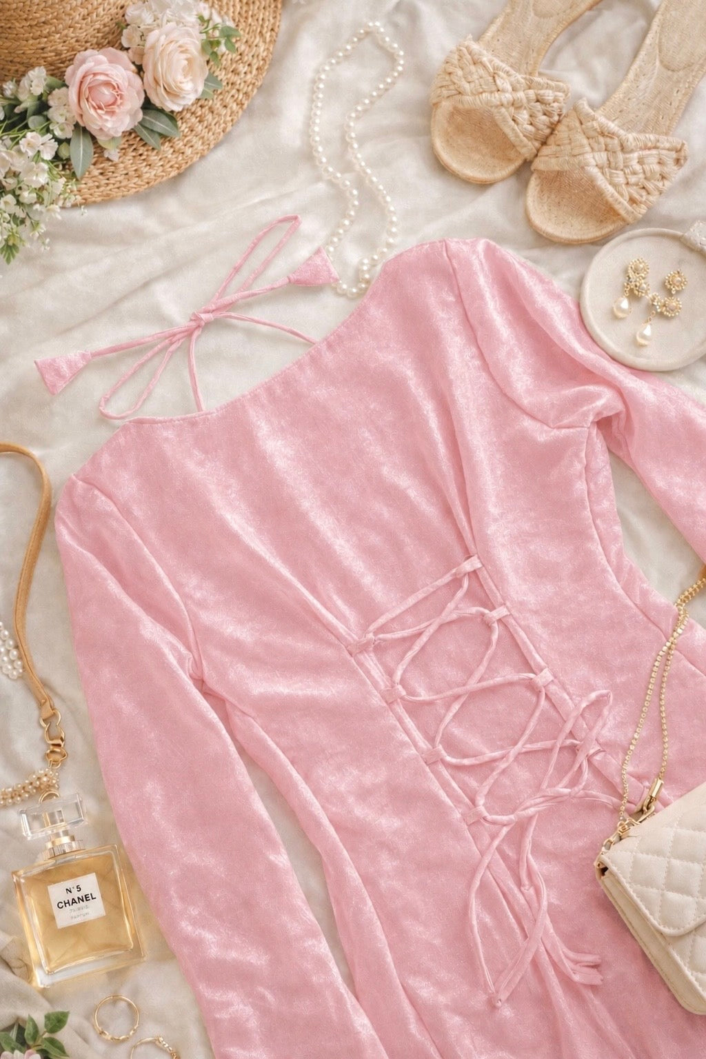 Pink Tie Back Gulnaz Set